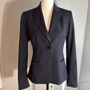 Elie Tahari navy blue blazer; tone on tone plaid. Ladies 10 Like New condition!